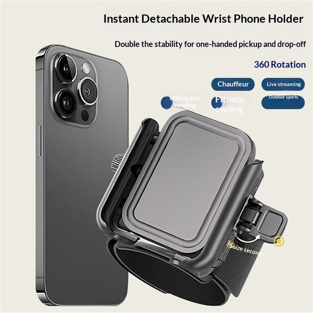 Instant Detachable Wrist Phone Holder 360° Rotation Armband for Live Streaming Running Cycling Sports