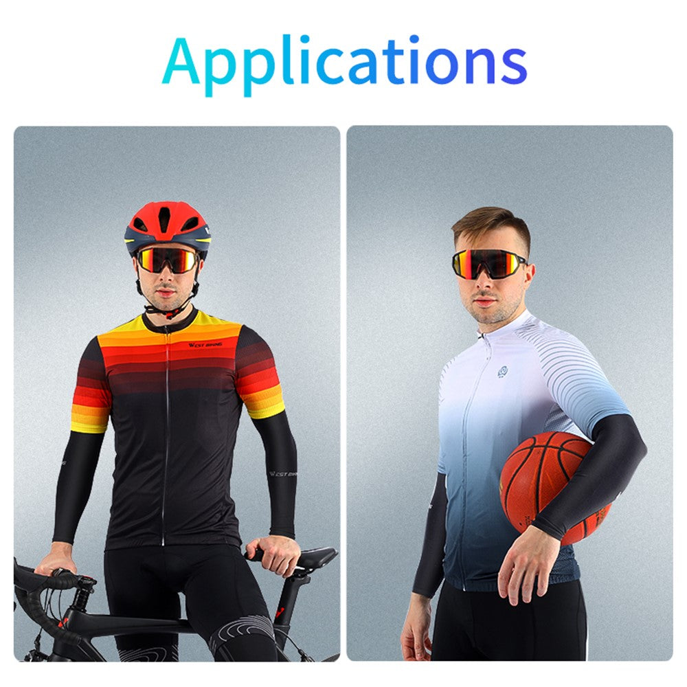 WEST BIKING 1 Pair Outdoor Sports Ice Silk Cooling Sleeves High Stretch Sun Protection Arm Cover