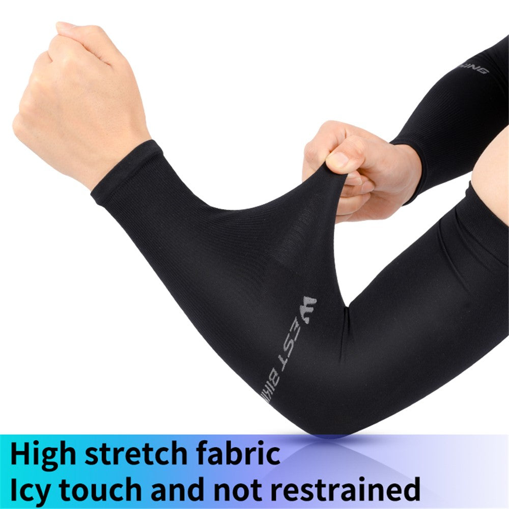 WEST BIKING 1 Pair Outdoor Sports Ice Silk Cooling Sleeves High Stretch Sun Protection Arm Cover