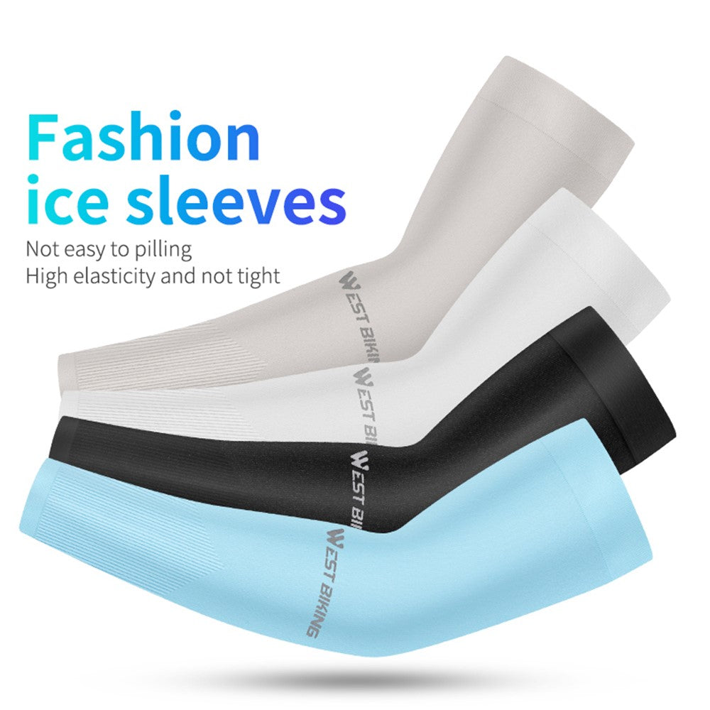 WEST BIKING 1 Pair Outdoor Sports Ice Silk Cooling Sleeves High Stretch Sun Protection Arm Cover