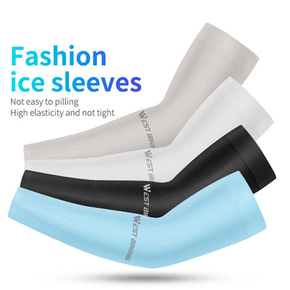 WEST BIKING 1 Pair Outdoor Sports Ice Silk Cooling Sleeves High Stretch Sun Protection Arm Cover