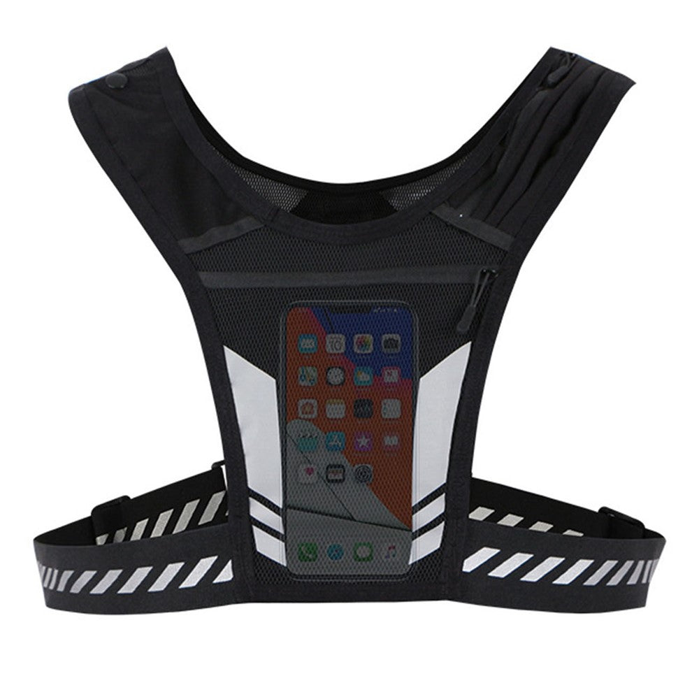 Running Vest Chest Phone Holder Adjustable Waistband Reflective Training Workout Gear with Multiple Pockets
