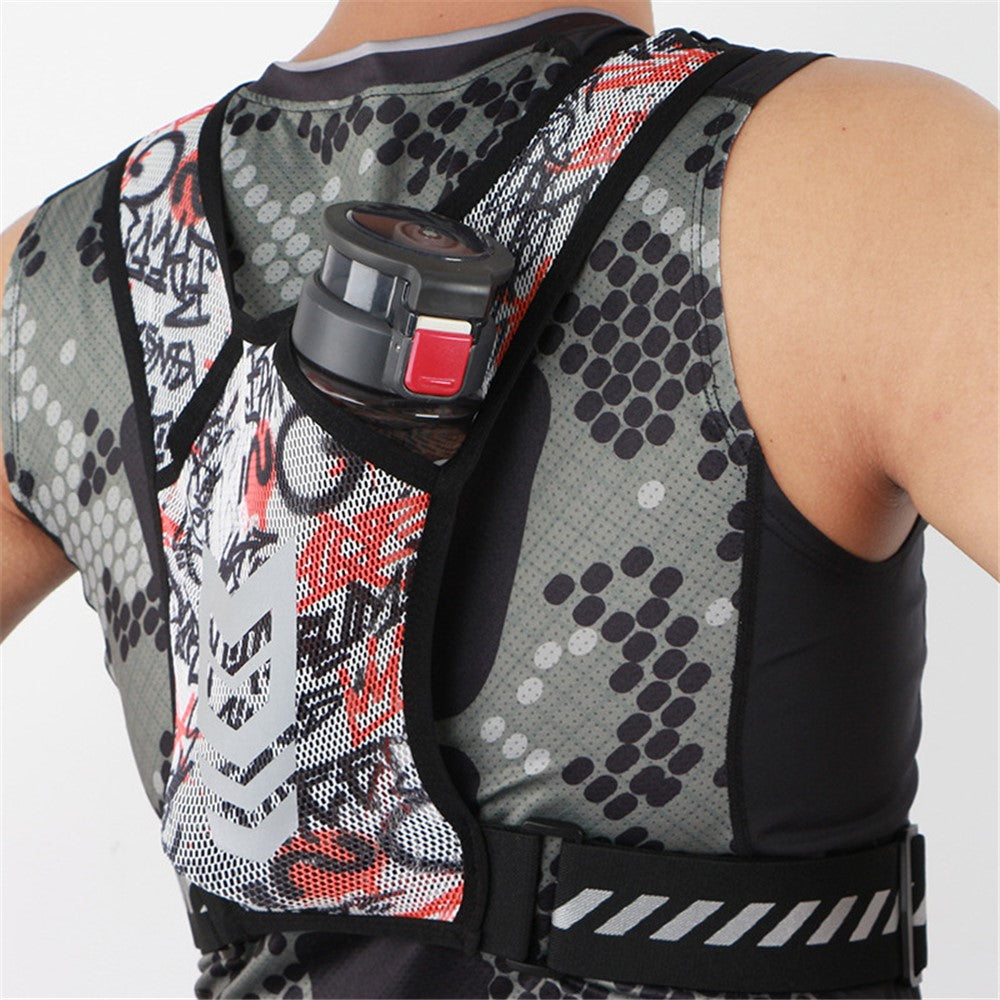 Outdoor Sports Water Bottle Chest Bag Breathable Cycling Night Running Bag Reflective Shoulder Backpack for 65-130cm Waist