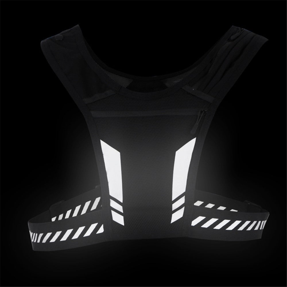 Outdoor Sports Water Bottle Chest Bag Breathable Cycling Night Running Bag Reflective Shoulder Backpack for 65-130cm Waist