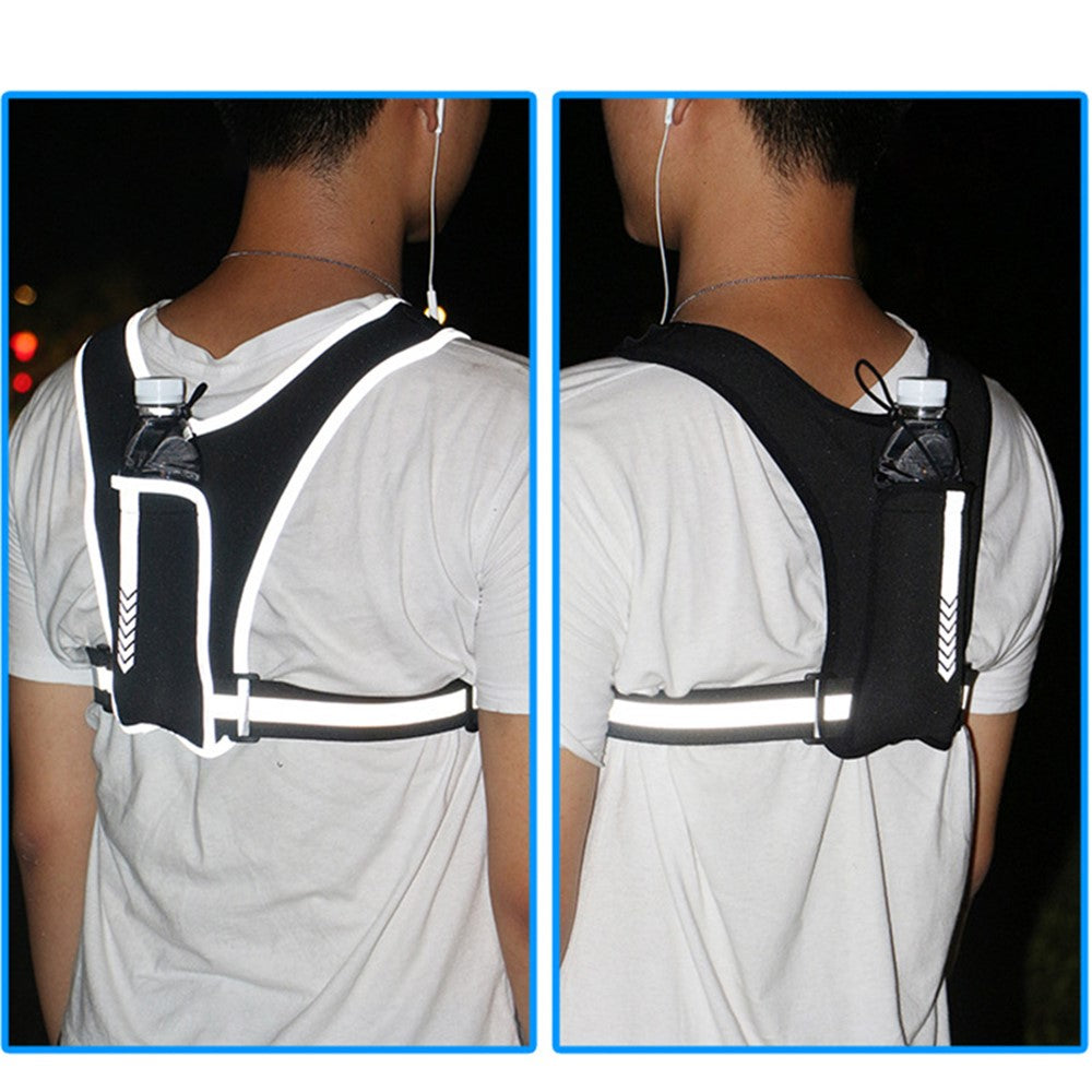 Reflective Vest Bag Fitness Water Bottle Mini Backpack Outdoor Sports Cell Phone Chest Bag for Running, Hiking