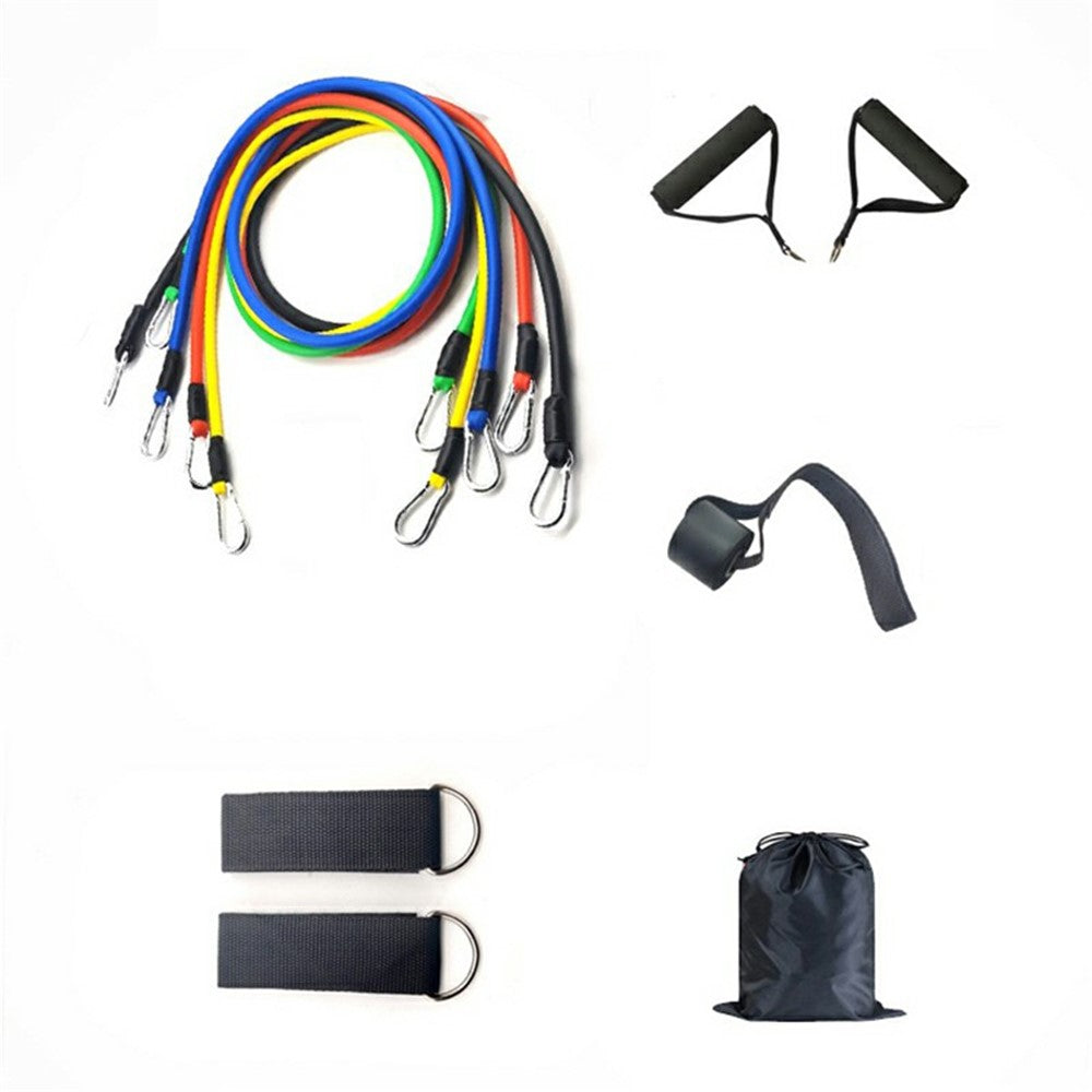 11Pcs / Set Fitness Resistance Band TPR+Nylon Workout Tension Puller Exercise Elastic Rope