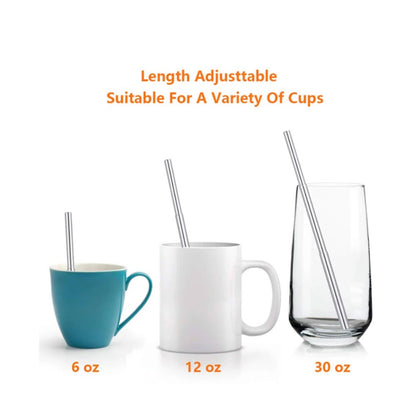 Portable 304 Stainless Steel Three Sections Telescopic Straw Beverage Milk Tea Metal Straw with Aluminum Alloy Storage Tube and Brush (No FDA Certification, BPA Free)