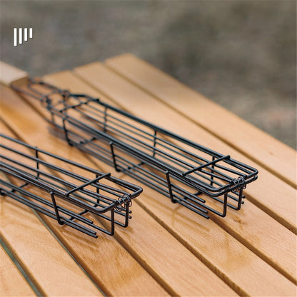 HALIN 2Pcs Outdoor Camping BBQ Grilling Basket Portable Picnic Barbecue Iron Cage with Wooden Handle (No FDA Certificate, BPA Free)