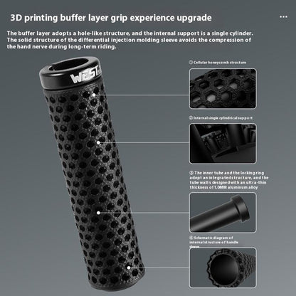 WEST BIKING YP0804081 3D Printed Bicycle Handlebar Grips Anti Slip Shock Absorbing Mountain Bike Handle Bar