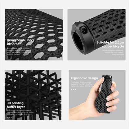 WEST BIKING YP0804085 1 Pair 3D Printed Bike Handlebar Grip Mountain Bike Anti Slip Shock Absorbing Handle Cover