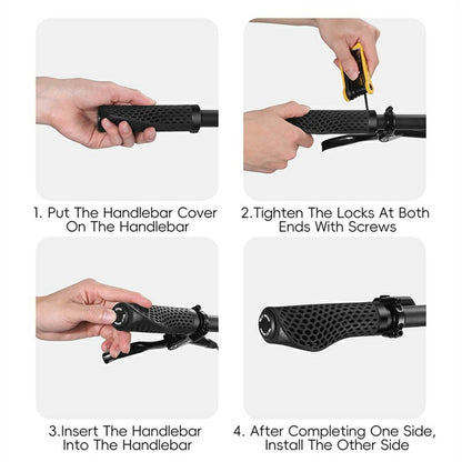 WEST BIKING YP0804085 1 Pair 3D Printed Bike Handlebar Grip Mountain Bike Anti Slip Shock Absorbing Handle Cover