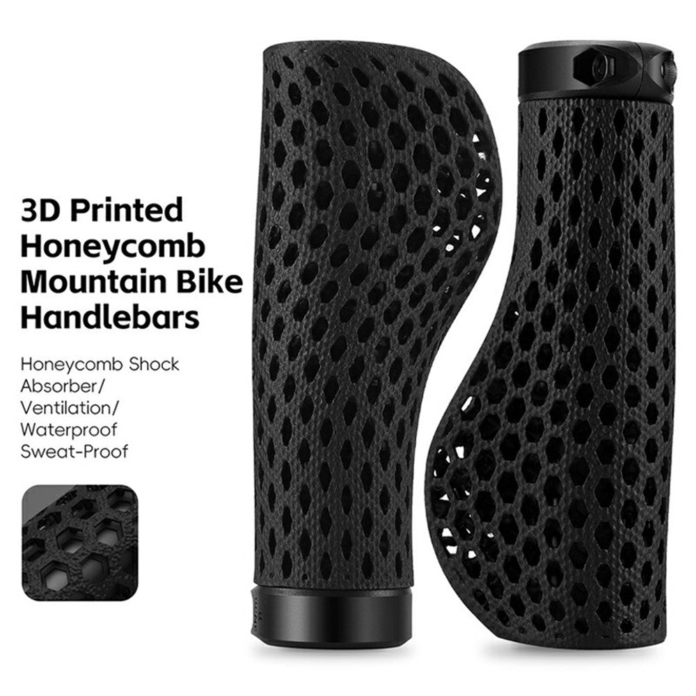 WEST BIKING YP0804085 1 Pair 3D Printed Bike Handlebar Grip Mountain Bike Anti Slip Shock Absorbing Handle Cover