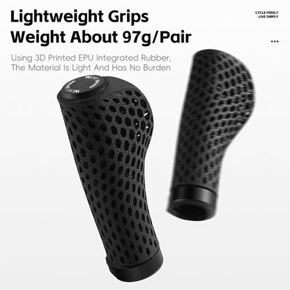 WEST BIKING YP0804085 1 Pair 3D Printed Bike Handlebar Grip Mountain Bike Anti Slip Shock Absorbing Handle Cover