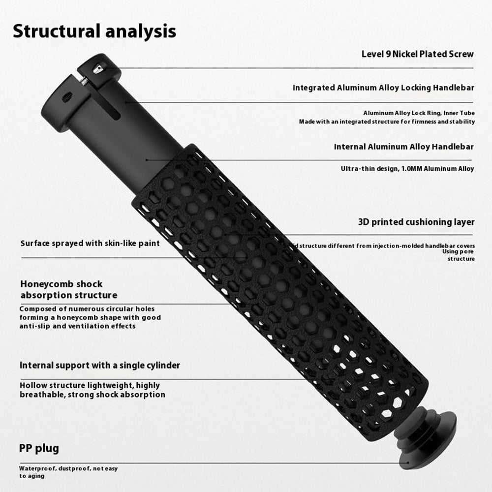 WEST BIKING YP0804092 1 Pair Mountain Bike Long + Short Grips 3D Printed TPU Anti Slip Handlebar Grips
