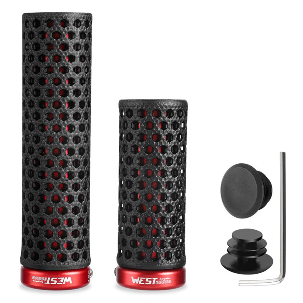 WEST BIKING YP0804092 1 Pair Mountain Bike Long + Short Grips 3D Printed TPU Anti Slip Handlebar Grips
