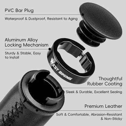 WEST BIKING YP0804088 1 Pair Mountain Bike Handlebar Grips Short + Long Gear Shifters Rubber Grip