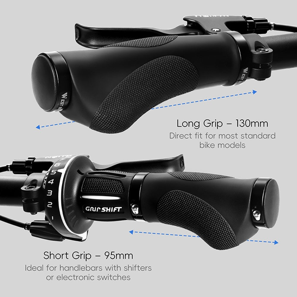 WEST BIKING YP0804088 1 Pair Mountain Bike Handlebar Grips Short + Long Gear Shifters Rubber Grip