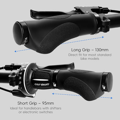 WEST BIKING YP0804088 1 Pair Mountain Bike Handlebar Grips Short + Long Gear Shifters Rubber Grip