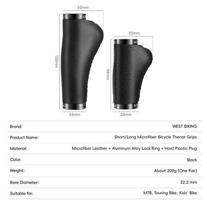 WEST BIKING YP0804088 1 Pair Mountain Bike Handlebar Grips Short + Long Gear Shifters Rubber Grip