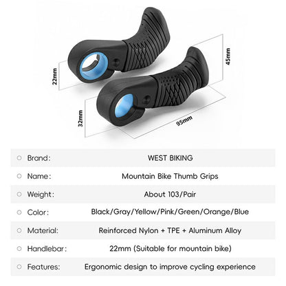 WEST BIKING YP0804087 Mountain Bike Thumb Grips Ergonomic Bike Grip Handle Extension Handlebar