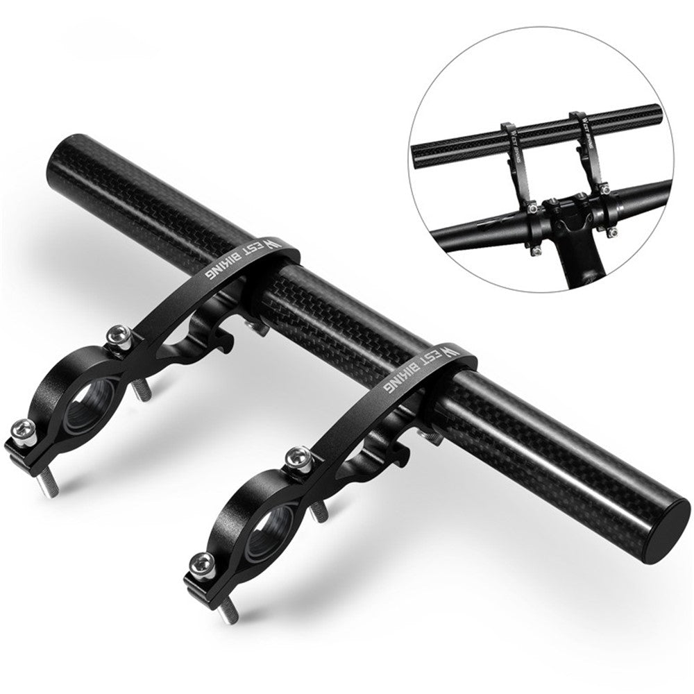 WEST BIKING Cycling Carbon Fiber Bicycle Handlebar Extender Double Clamp Bracket for Bike Light GPS Computer