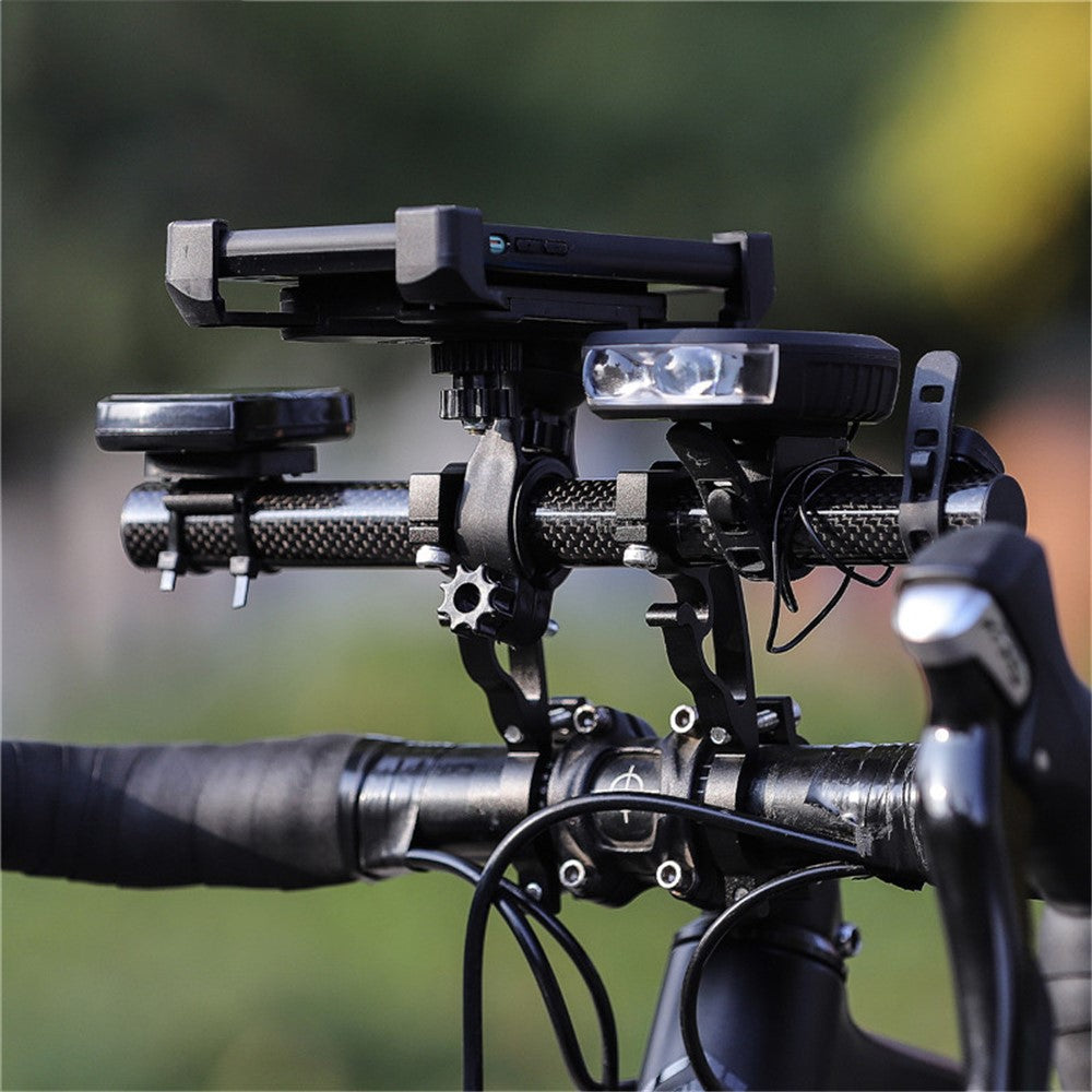WEST BIKING Cycling Carbon Fiber Bicycle Handlebar Extender Double Clamp Bracket for Bike Light GPS Computer