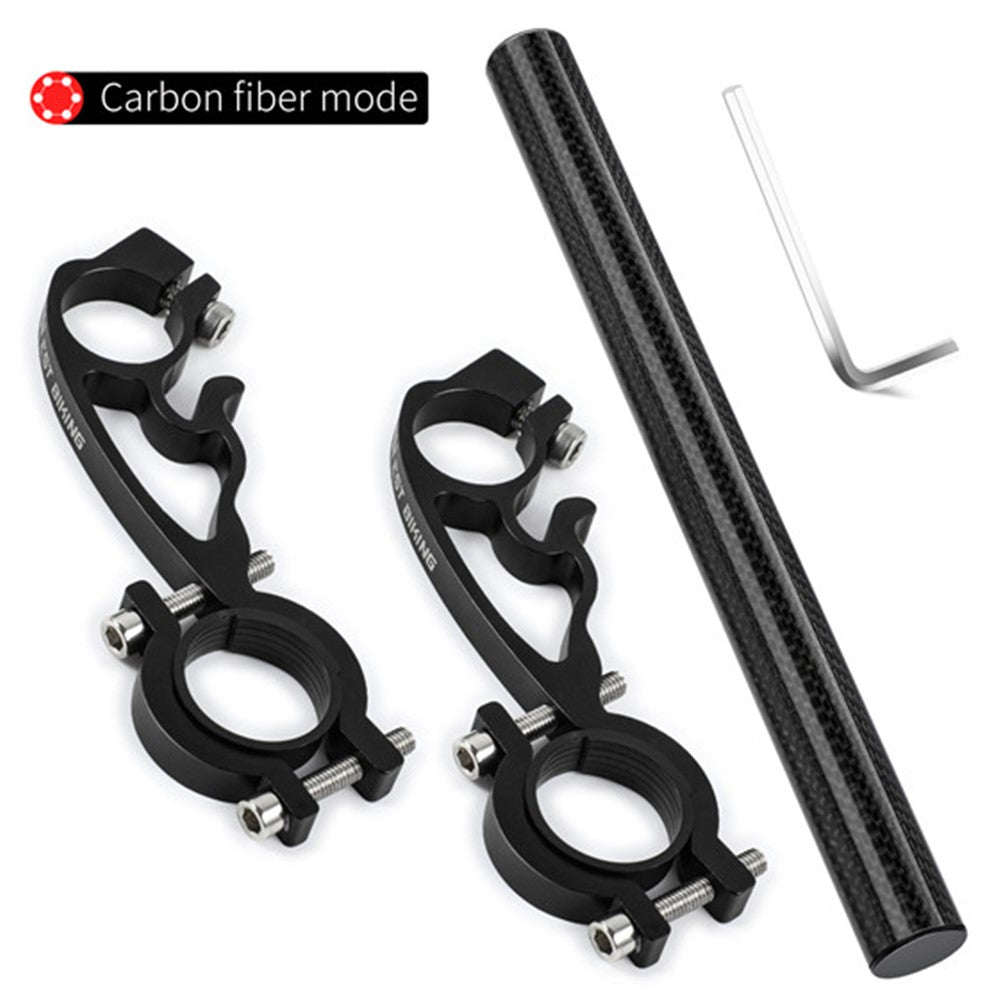 WEST BIKING Cycling Carbon Fiber Bicycle Handlebar Extender Double Clamp Bracket for Bike Light GPS Computer