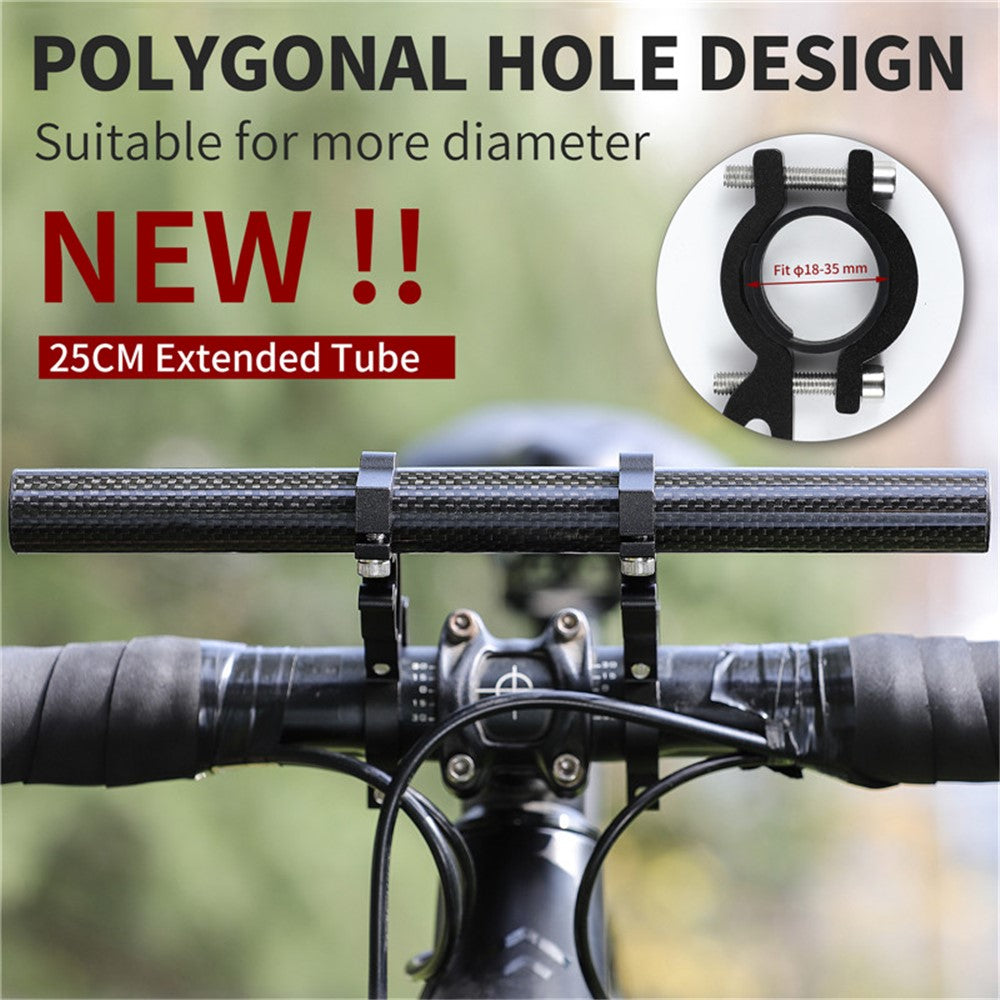 WEST BIKING Cycling Carbon Fiber Bicycle Handlebar Extender Double Clamp Bracket for Bike Light GPS Computer