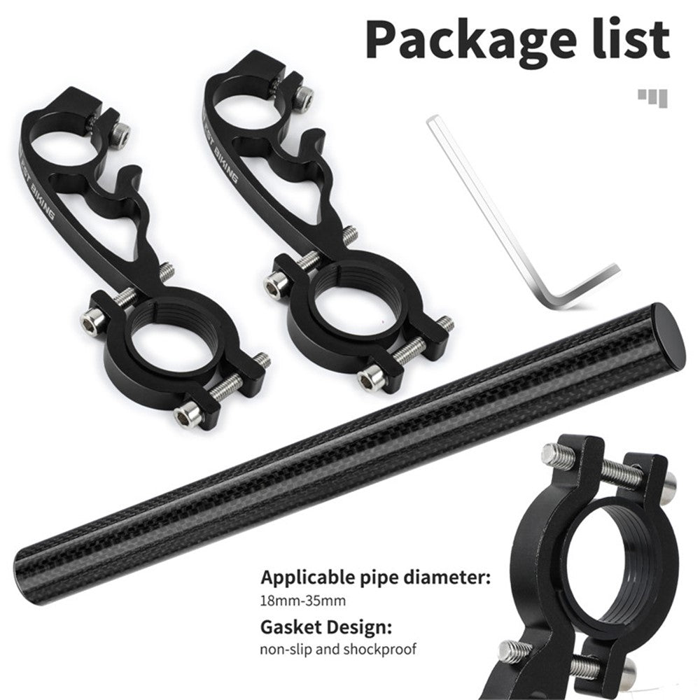 WEST BIKING Cycling Carbon Fiber Bicycle Handlebar Extender Double Clamp Bracket for Bike Light GPS Computer