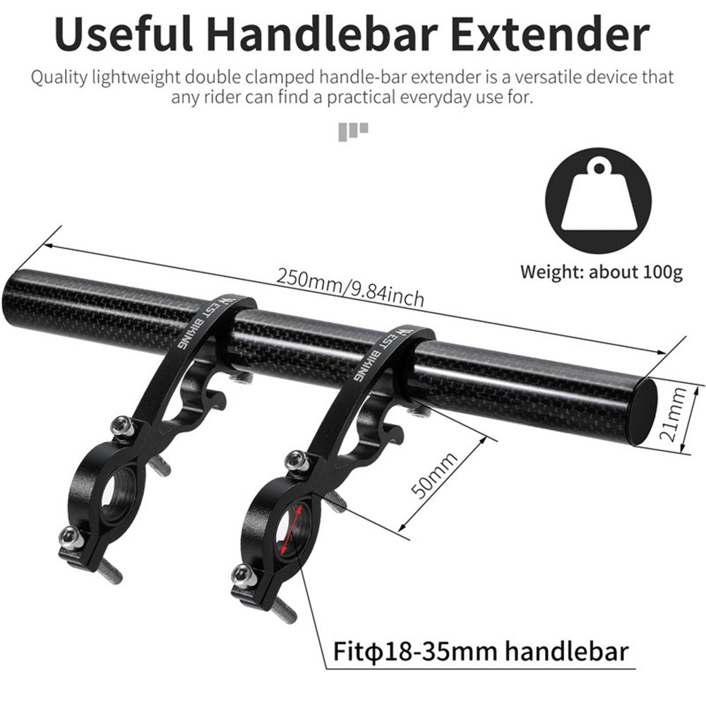 WEST BIKING Cycling Carbon Fiber Bicycle Handlebar Extender Double Clamp Bracket for Bike Light GPS Computer