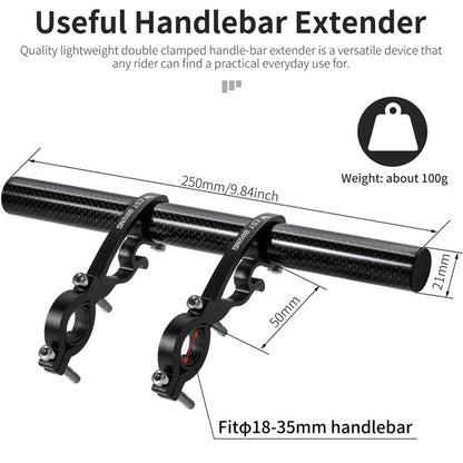 WEST BIKING Cycling Carbon Fiber Bicycle Handlebar Extender Double Clamp Bracket for Bike Light GPS Computer