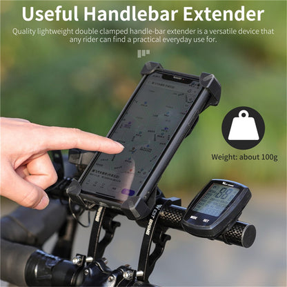 WEST BIKING Cycling Carbon Fiber Bicycle Handlebar Extender Double Clamp Bracket for Bike Light GPS Computer