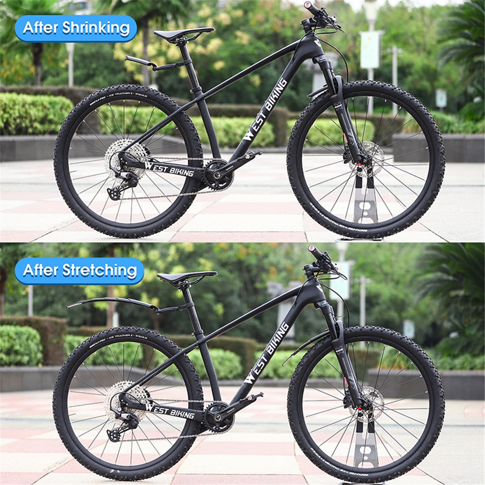 WEST BIKING YP0714023 1 Pair Telescopic Bicycle Fender Protector Bike Front Rear Mudguard Set