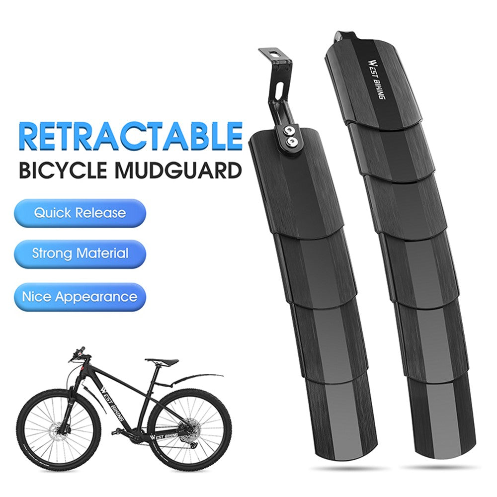 WEST BIKING YP0714023 1 Pair Telescopic Bicycle Fender Protector Bike Front Rear Mudguard Set
