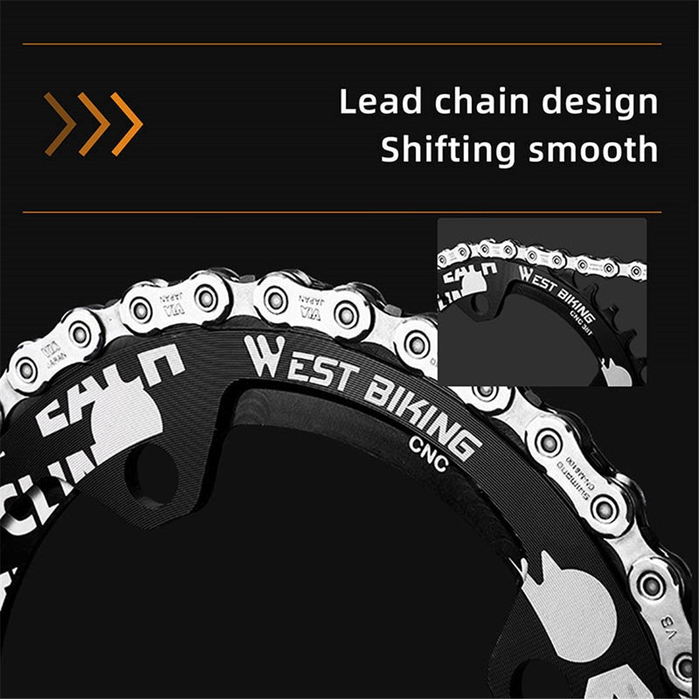 WEST BIKING Aluminum Alloy CNC Positive and Negative Tooth Disc 104BCD 34T Single Chain Ring for MTB Bicycle