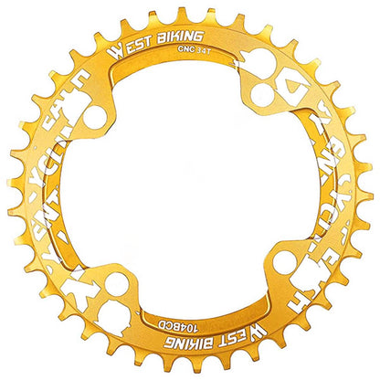 WEST BIKING Aluminum Alloy CNC Positive and Negative Tooth Disc 104BCD 34T Single Chain Ring for MTB Bicycle