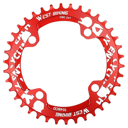 WEST BIKING Aluminum Alloy CNC Positive and Negative Tooth Disc 104BCD 34T Single Chain Ring for MTB Bicycle