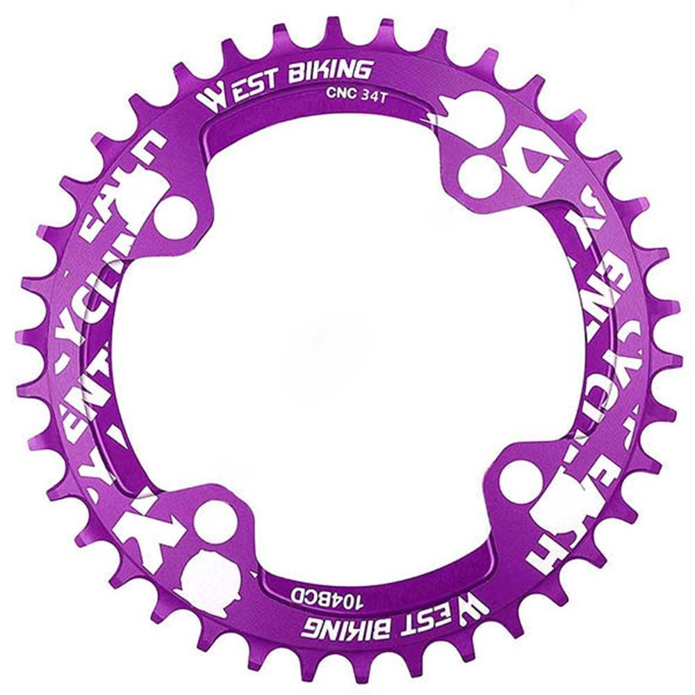 WEST BIKING Aluminum Alloy CNC Positive and Negative Tooth Disc 104BCD 34T Single Chain Ring for MTB Bicycle