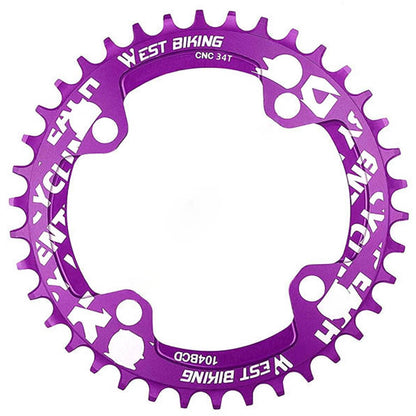 WEST BIKING Aluminum Alloy CNC Positive and Negative Tooth Disc 104BCD 34T Single Chain Ring for MTB Bicycle