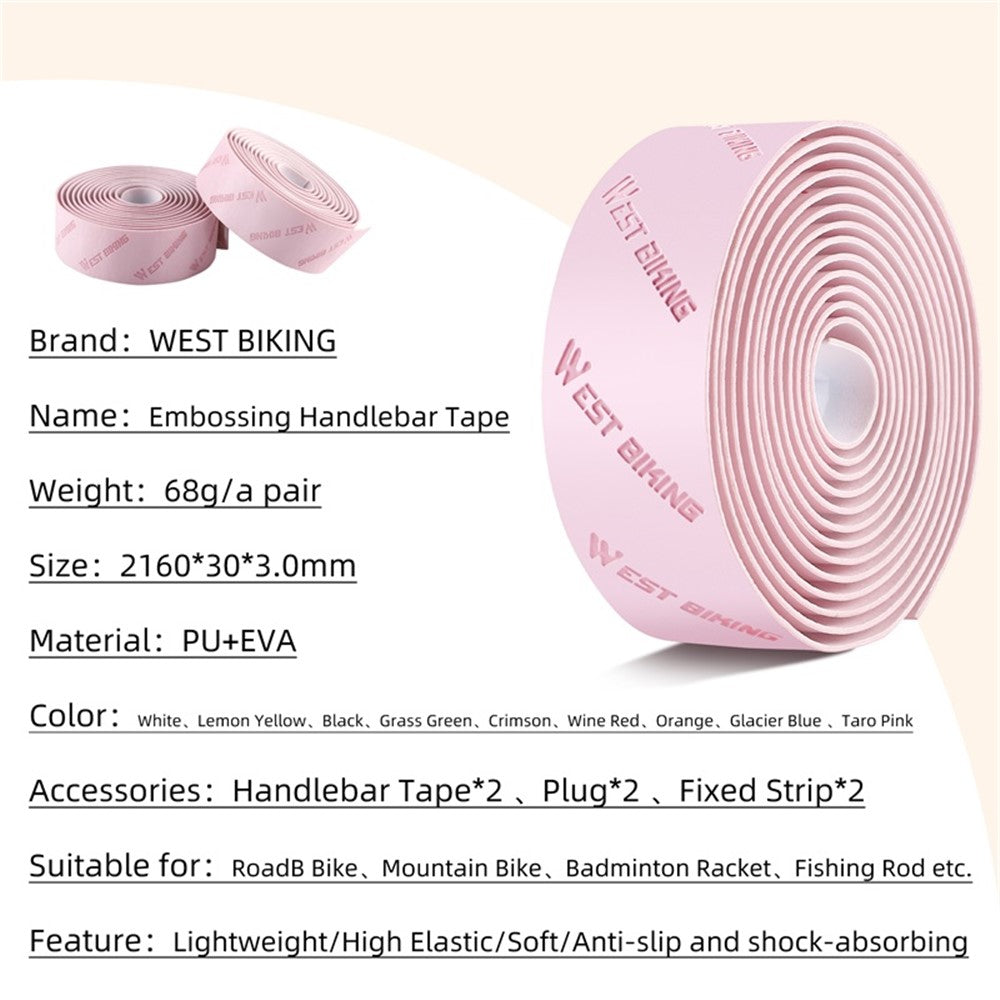 WEST BIKING YP0804075 2Pcs PU Leather+EVA Handlebar Tape Road Bike Handle Wrap