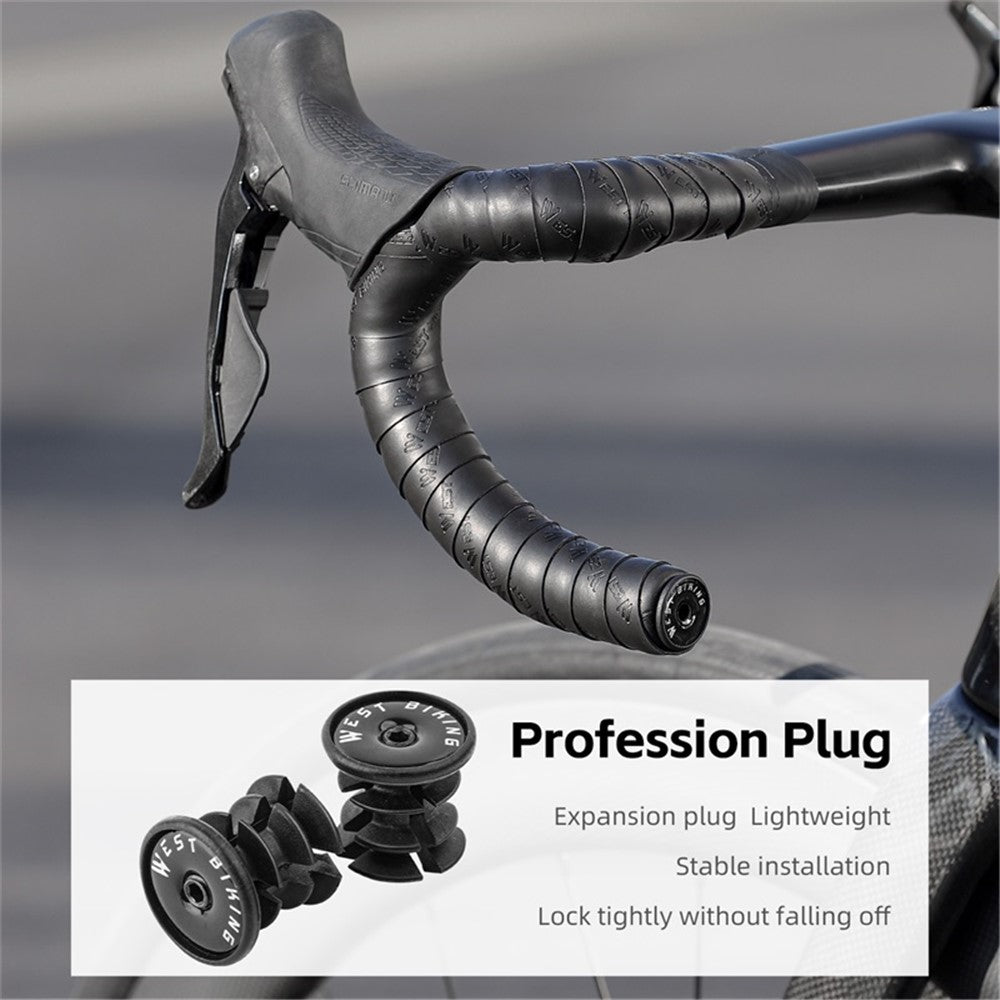 WEST BIKING YP0804075 2Pcs PU Leather+EVA Handlebar Tape Road Bike Handle Wrap