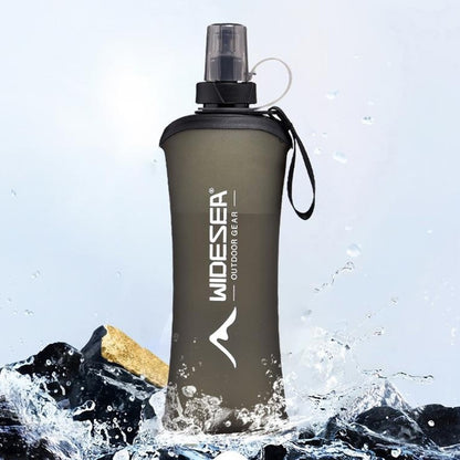 WIDESEA WSPC-003G Outdoor Running Cycling Sports Water Bottle 500ml TPU Soft Foldable Hydration Flask (BPA Free, No FDA)