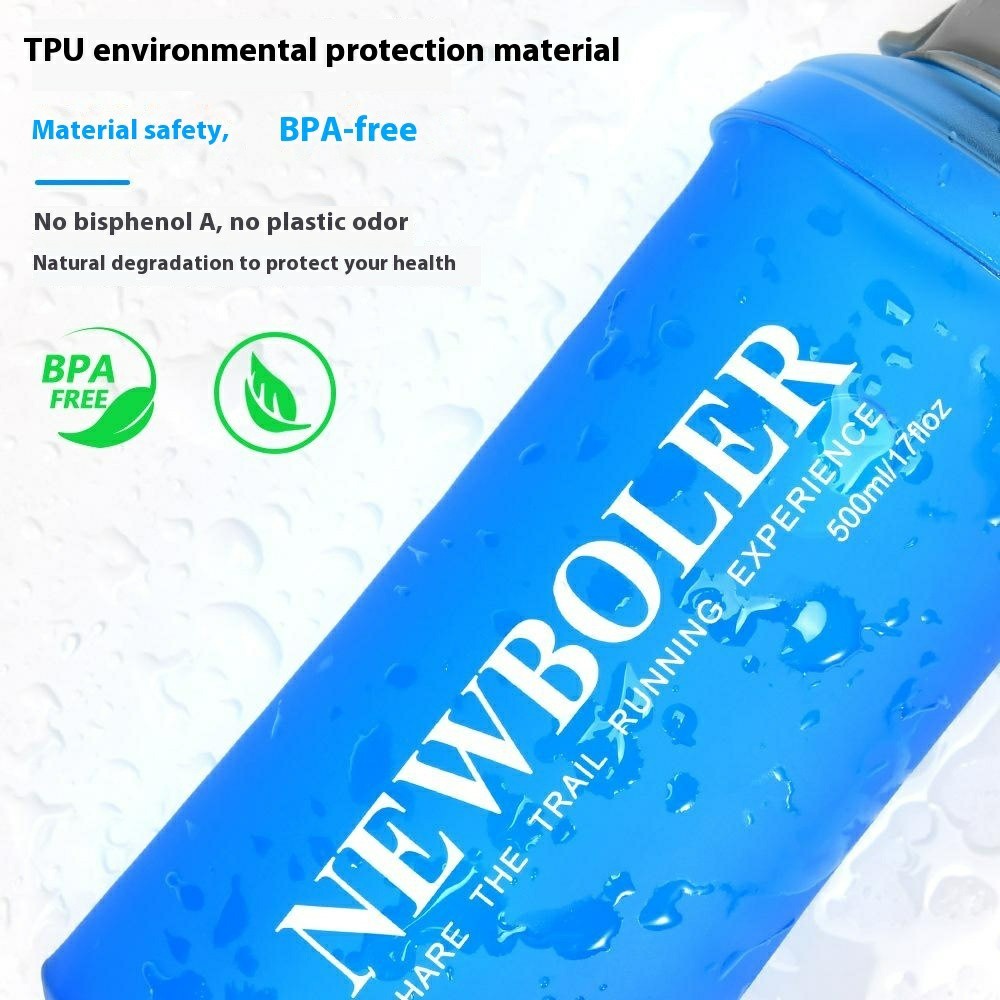 NEWBOLER BIKF-BOT217 500ML Soft Water Bottle Marathon Running Foldable Handheld Hydration Flask (BPA Free, No FDA)