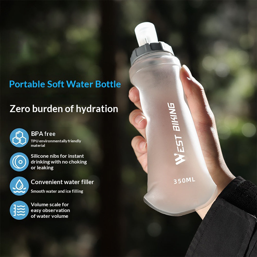 WEST BIKING YP0713024 350ml TPU Squeeze Hydration Pack Collapsible Sports Water Bottle for Running Cycling (BPA Free, No FDA)
