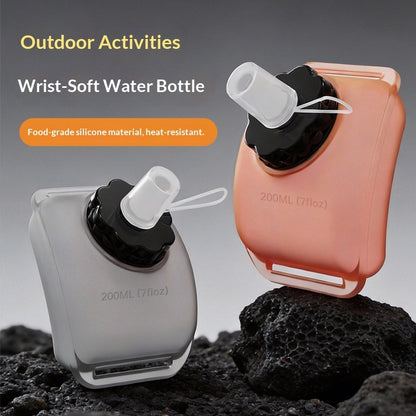 200ml Food Grade Silicone Wrist Water Bottle Portable Sports Water Cup for Running Cycling Hiking (BPA Free, No FDA)