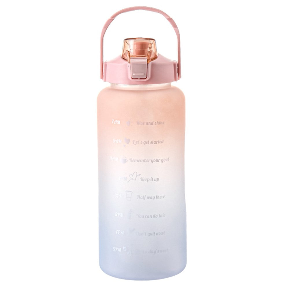 2000ml For Home Office Gym Motivational Time Scale Reminder Water Bottle Gradient Drink Kettle with Straw (No FDA Certificate, BPA-free)