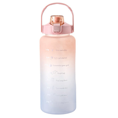 2000ml For Home Office Gym Motivational Time Scale Reminder Water Bottle Gradient Drink Kettle with Straw (No FDA Certificate, BPA-free)