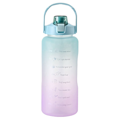 2000ml For Home Office Gym Motivational Time Scale Reminder Water Bottle Gradient Drink Kettle with Straw (No FDA Certificate, BPA-free)