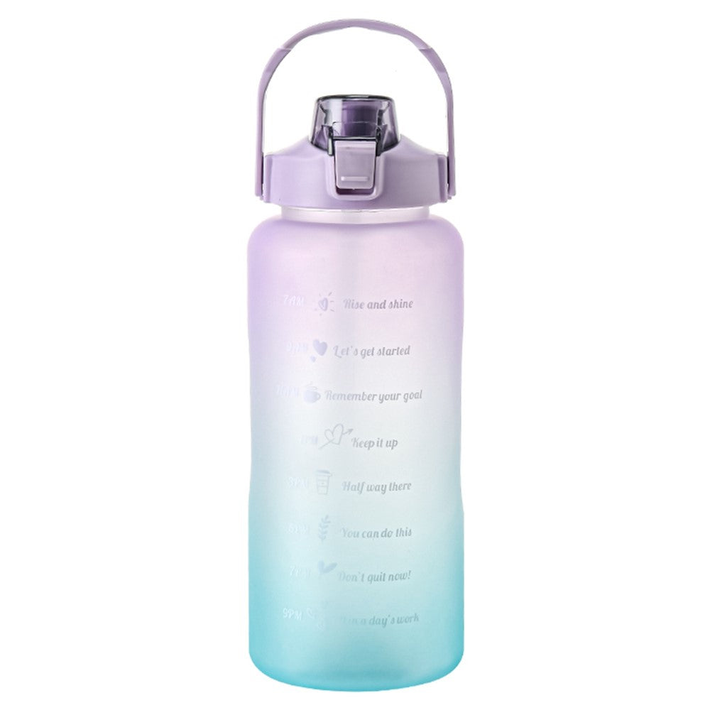 2000ml For Home Office Gym Motivational Time Scale Reminder Water Bottle Gradient Drink Kettle with Straw (No FDA Certificate, BPA-free)