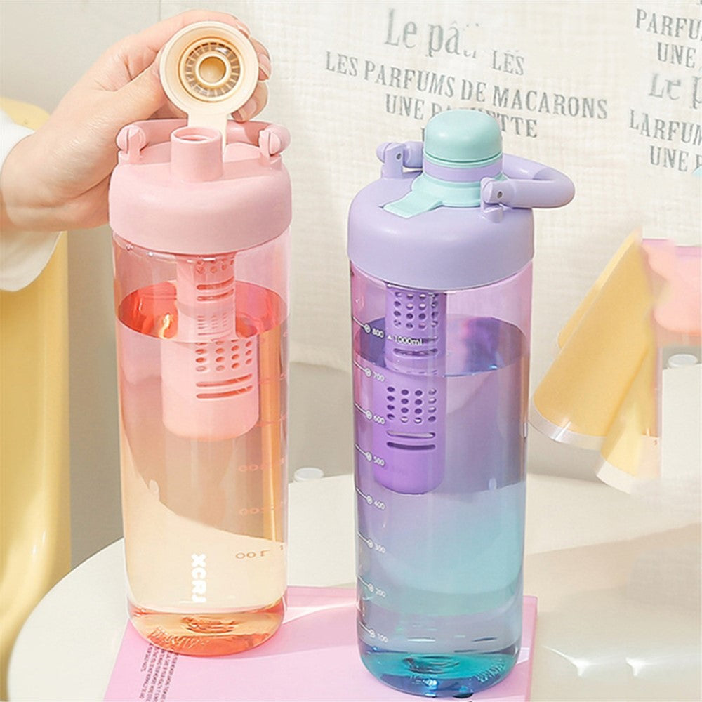 1000ml Gradient Color Drinking Cup Outdoor Portable Water Bottle with Tea Divider
